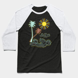 Tropical Sea Waves Baseball T-Shirt